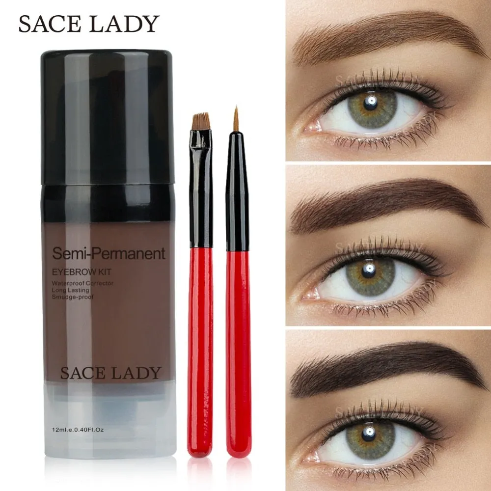 SACE LADY Eye Brow Dye Paint Waterproof Gel Make Up Pomade Brush Set Black Eyebrow Stamp Enhancer Pencil Kit Wax Cosmetic