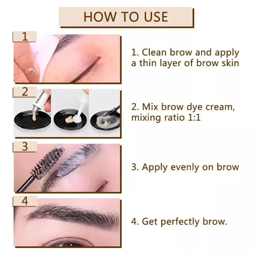 Yeknu Professional Henna Eyelash Eyebrow Dye Tint 15-minute Fast Tint Easy Dye Gel Eyelash Brown Black Color Tint Kit